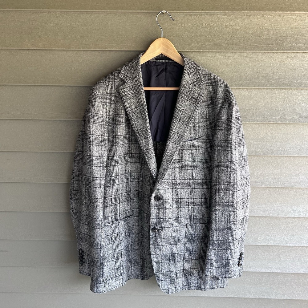 Suitsupply E Thomas Blazer Mens 46R Gray Glen Plaid Wool Mohair Silk Cashmere